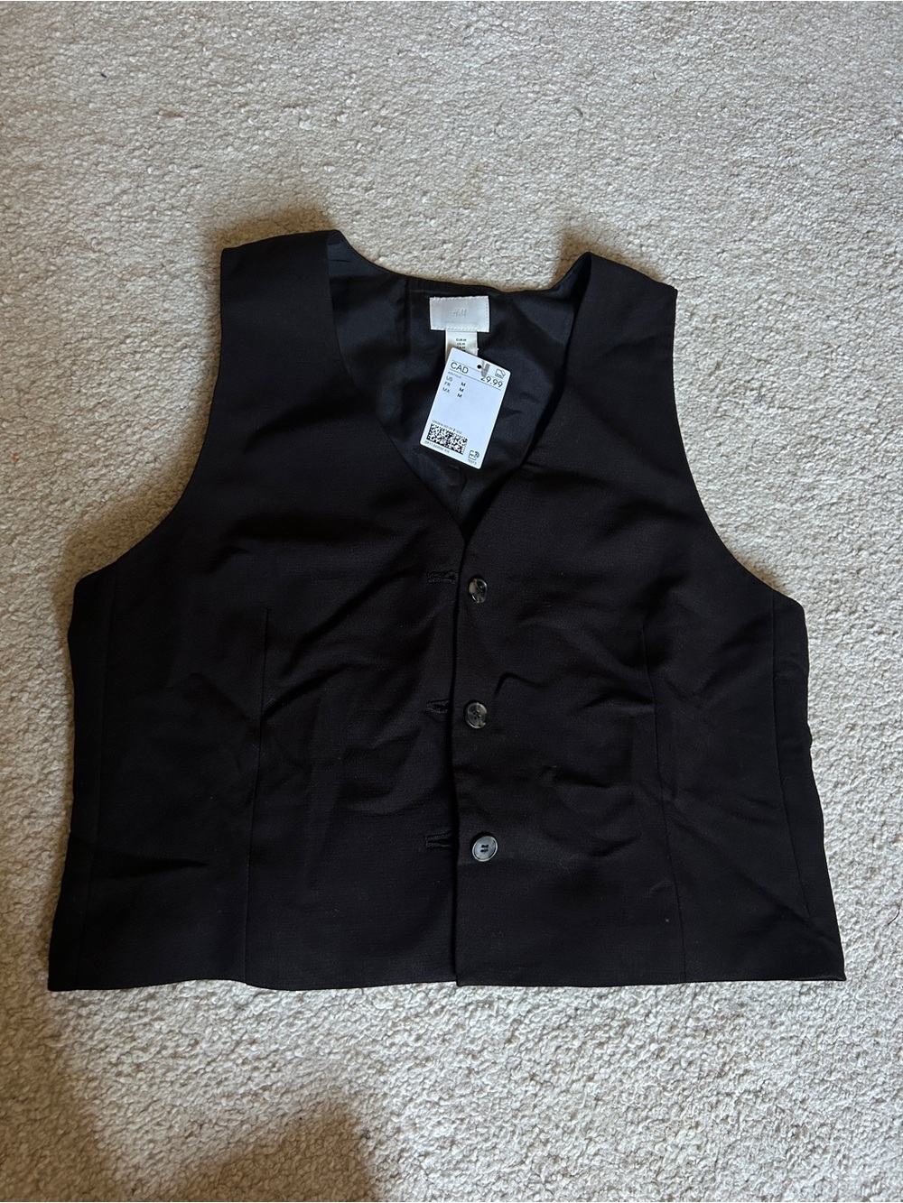 H&M Black Button-Front Vest
